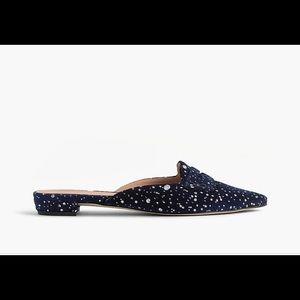 J Crew glitter velvet slides, sz 8 1/2, new